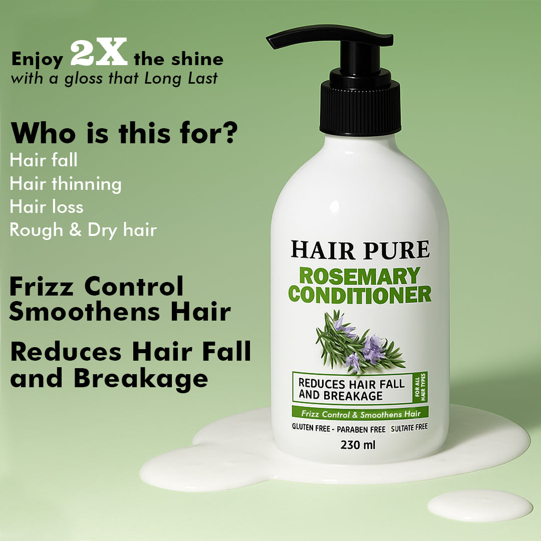Hair Pure Rosemary Conditioner | Reduces Hair Fall & Breakage | Frizz Control & Smooth, Shiny Hair | Strengthens & Nourishes| 250 ml