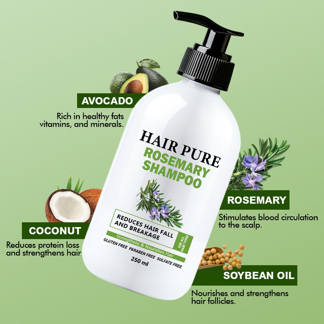Hair Pure Rosemary Shampoo | With Natural Rosemary Extracts | Reduces Hair Fall & Breakage | Strengthens, Nourishes & Promotes Healthy Hair Growth| 250 ml
