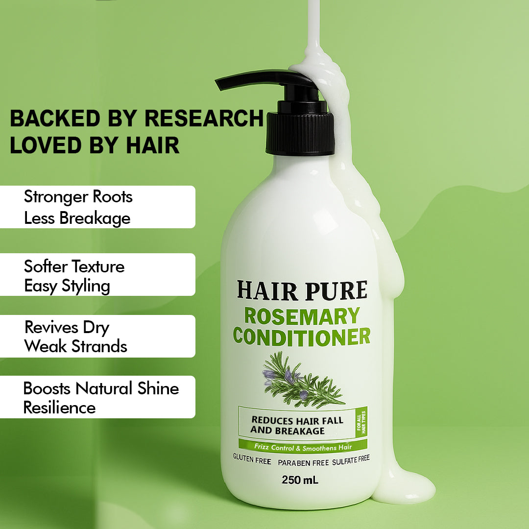 Hair Pure Rosemary Conditioner | Reduces Hair Fall & Breakage | Frizz Control & Smooth, Shiny Hair | Strengthens & Nourishes| 250 ml