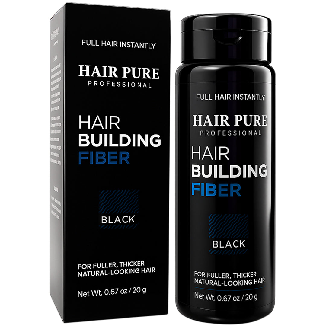 Hair Pure Hair Building Fiber Black – Instant Hair Thickening Solution for Men & Women | Covers Thin Areas, Adds Volume & Gives Fuller, Natural-Looking Hair Instantly | Easy to Apply, Long-Lasting Hold – 20g