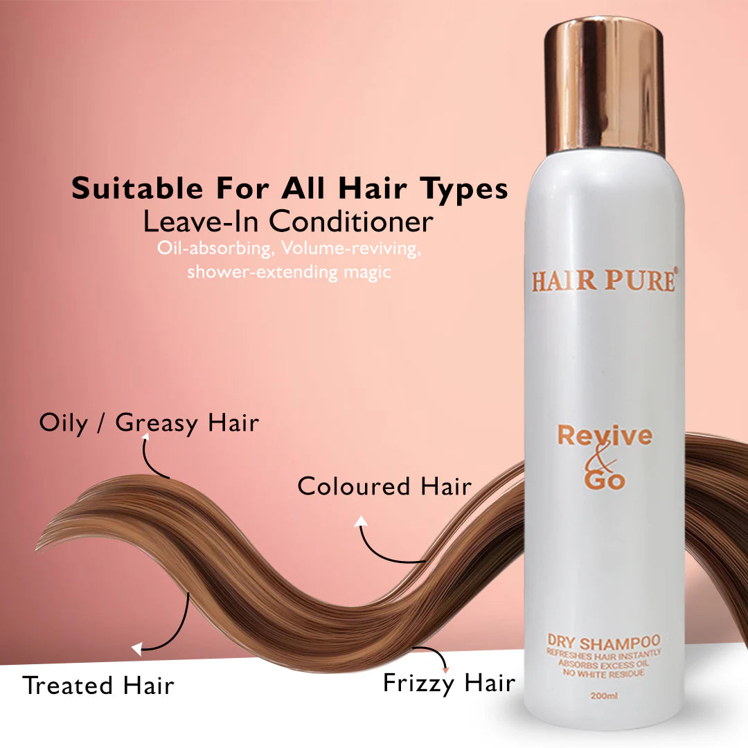 Hair Pure Dry Shampoo 200ml – Instant Oil Absorbing Spray for Fresh, Voluminous & Clean Hair Without Water