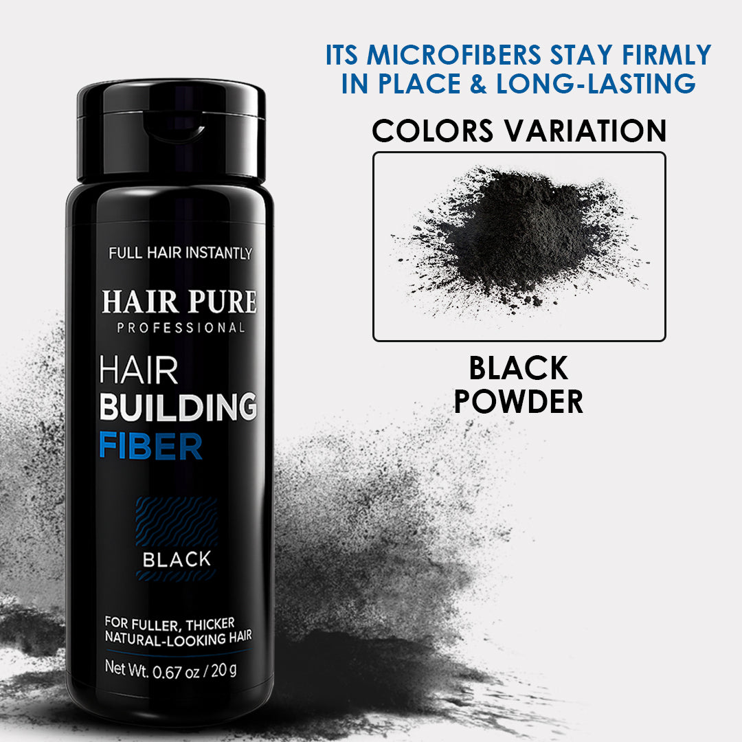 Hair Pure Hair Building Fiber Black – Instant Hair Thickening Solution for Men & Women | Covers Thin Areas, Adds Volume & Gives Fuller, Natural-Looking Hair Instantly | Easy to Apply, Long-Lasting Hold – 20g