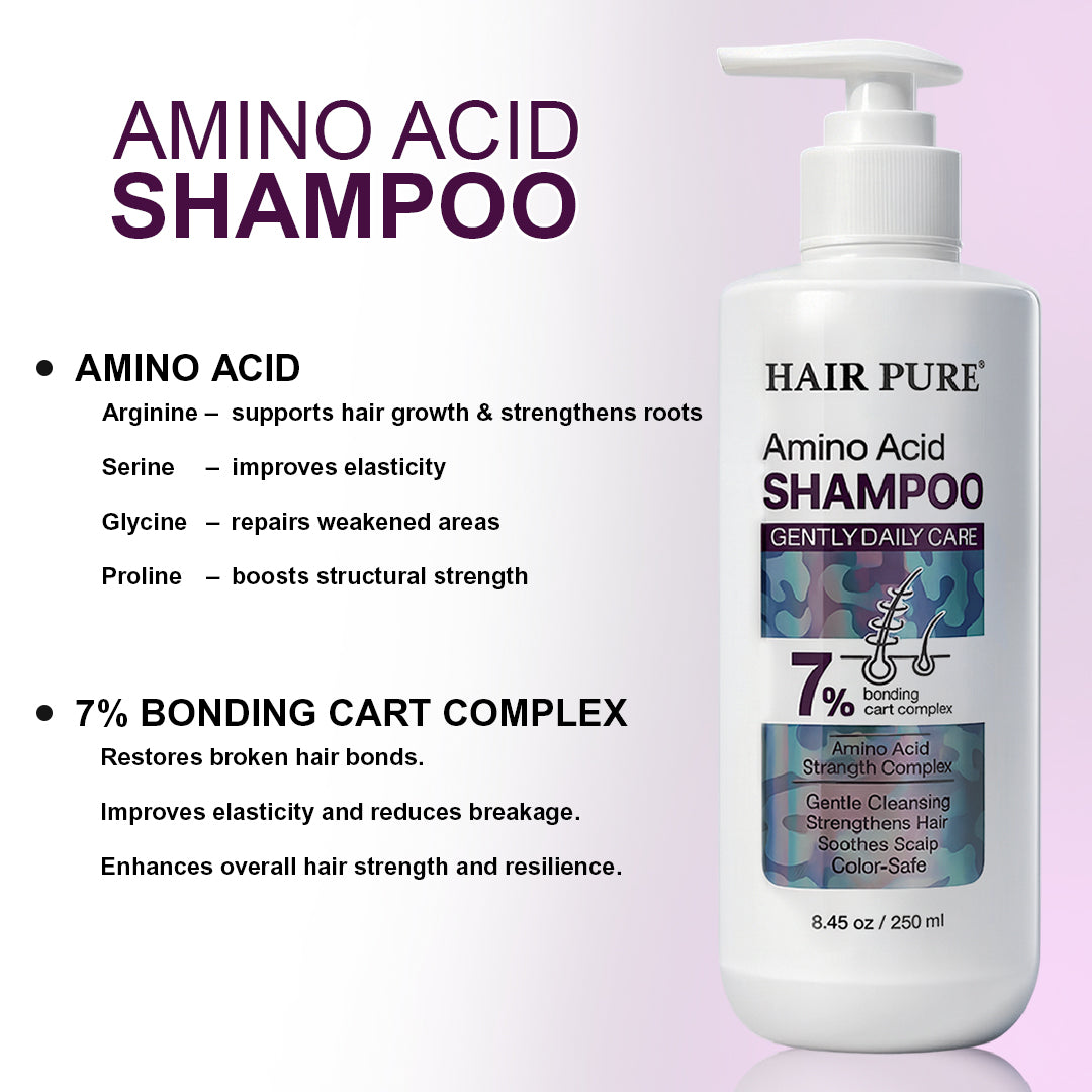 Hair Pure Amino Acid Shampoo 250ml – Gentle Daily Cleansing Shampoo with 7% Bonding Care Complex for Strong, Smooth & Frizz-Free Hair