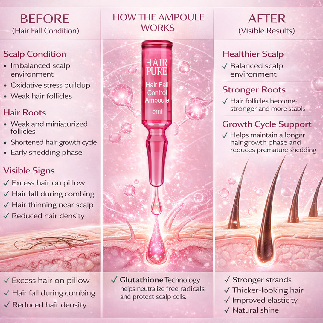 Hair Pure Hair Fall Control Ampoule 5ml – Strengthening Hair Treatment to Reduce Hair Fall & Breakage