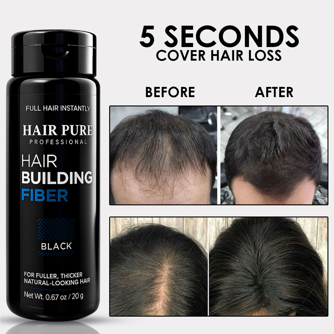 Hair Pure Hair Building Fiber Black – Instant Hair Thickening Solution for Men & Women | Covers Thin Areas, Adds Volume & Gives Fuller, Natural-Looking Hair Instantly | Easy to Apply, Long-Lasting Hold – 20g