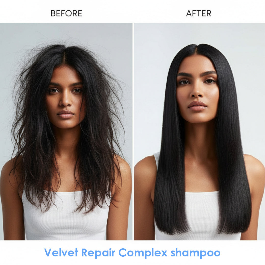 Hair Pure Velvet Repair Complex Shampoo – For Men & Women – 250ml – Enriched with Protein and Salicylic Acid – Repairs Damaged Hair, Strengthens Strands & Promotes Healthy Scalp