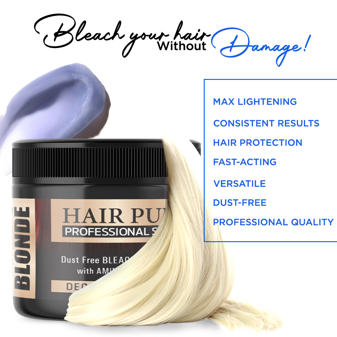 Hair Pure Bleaching Decolorant Powder 100g – Multi Blond Hair Lightener with Anti-Yellow Effect for 9-Level Lightening