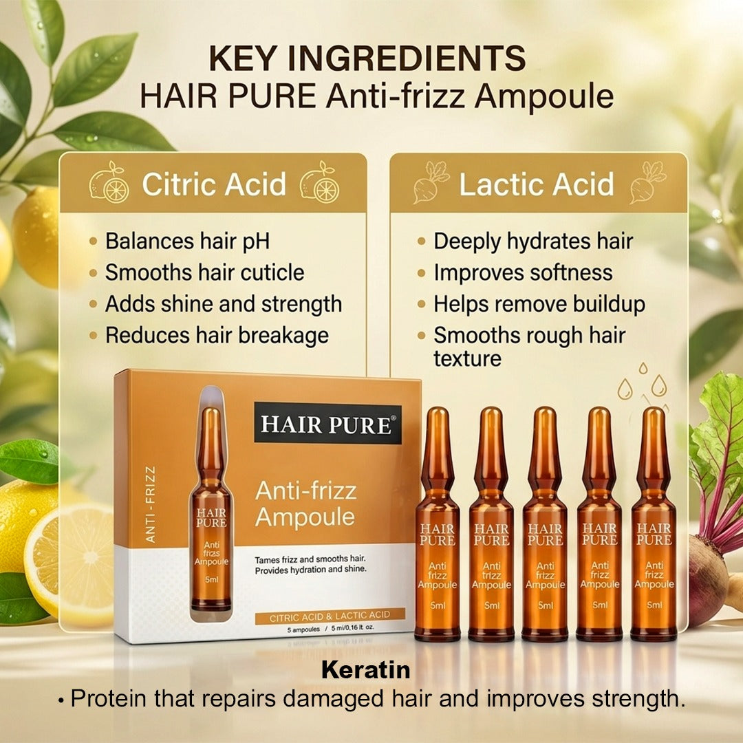 Hair Pure Anti-Frizz Hair Ampoule (5ml) is your go-to treatment for frizz control and silky, smooth hair.