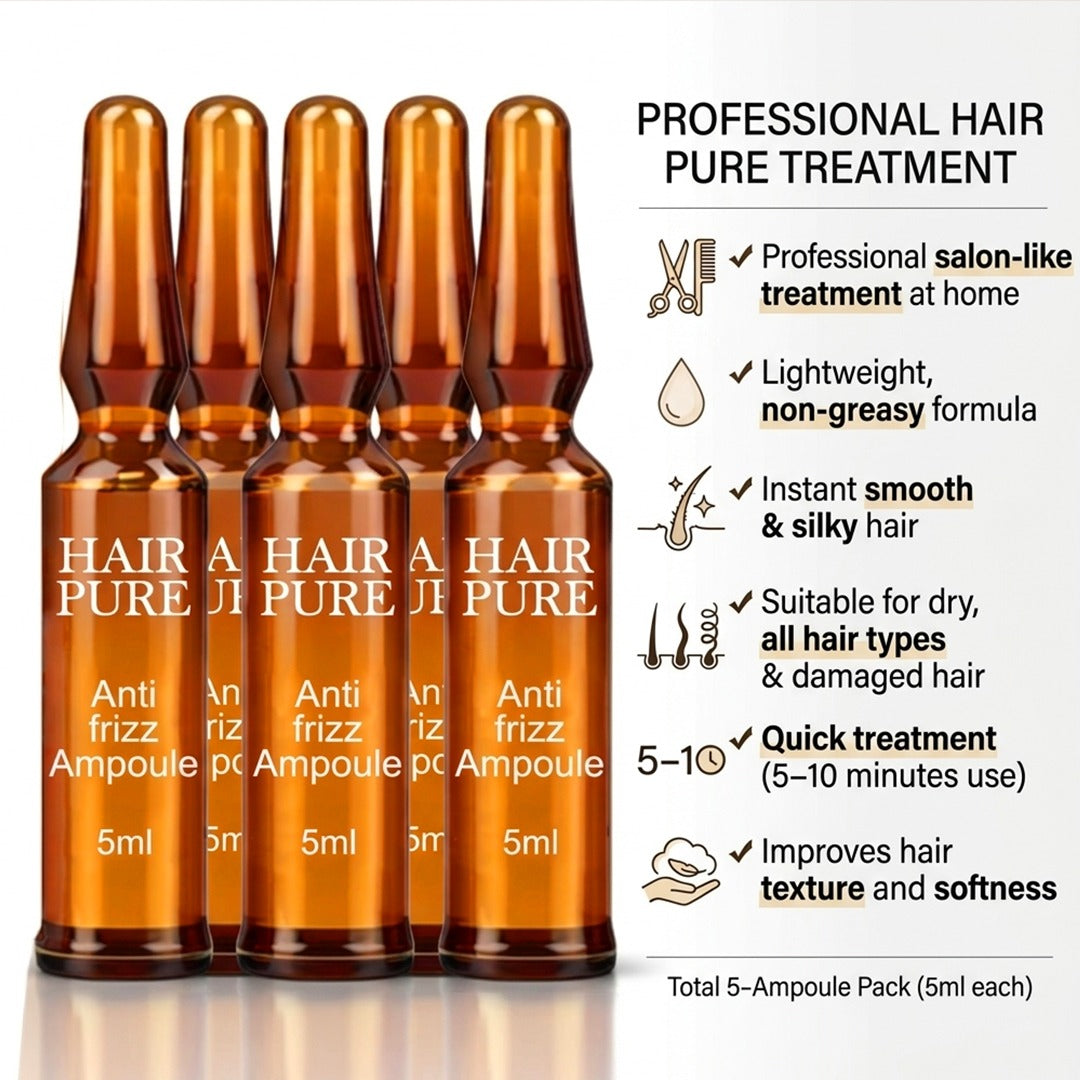 Hair Pure Anti-Frizz Hair Ampoule (5ml) is your go-to treatment for frizz control and silky, smooth hair.