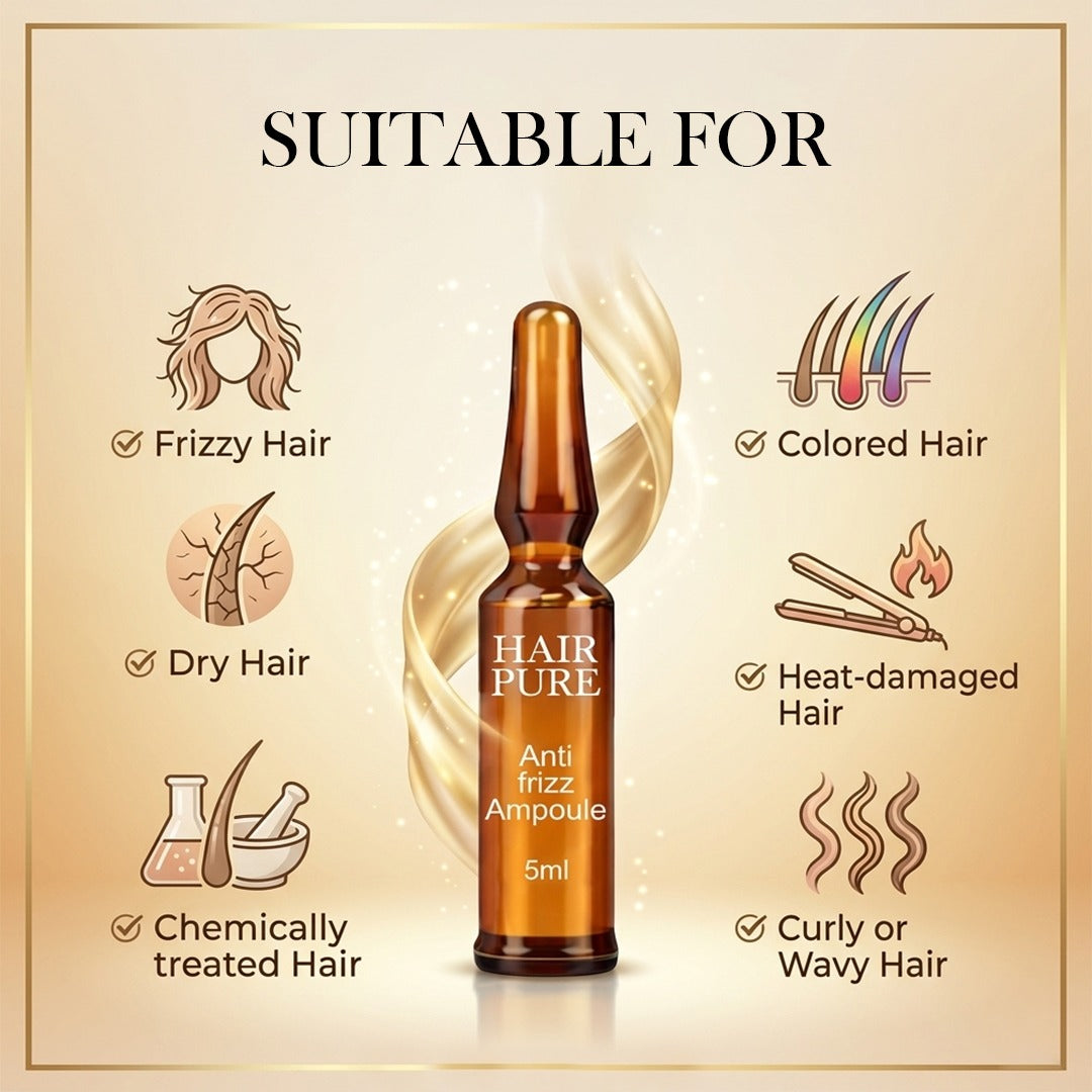 Hair Pure Anti-Frizz Hair Ampoule (5ml) is your go-to treatment for frizz control and silky, smooth hair.