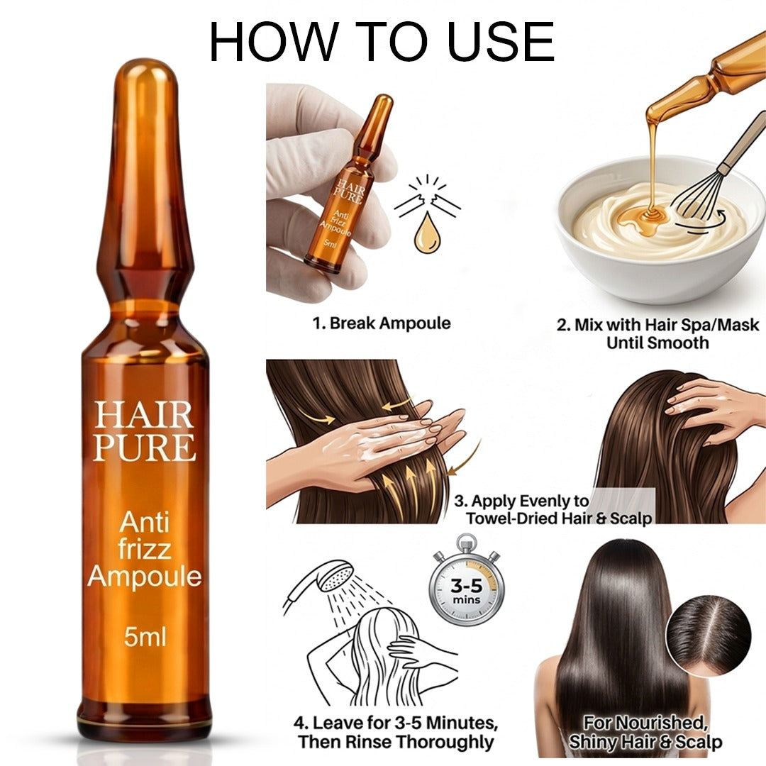 Hair Pure Anti-Frizz Hair Ampoule (5ml) is your go-to treatment for frizz control and silky, smooth hair.